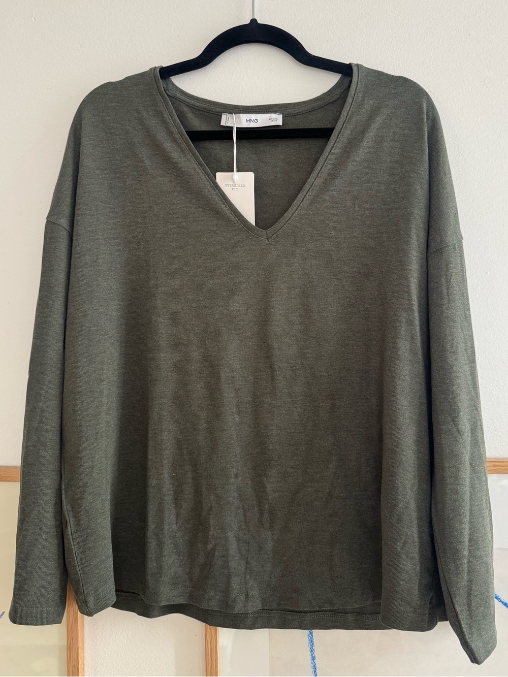 Mango Oversize V-Neck Long Sleeve Top